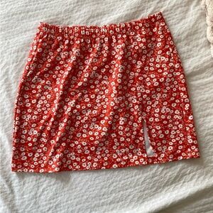 SHEIN Floral Red and White Mini Skirt